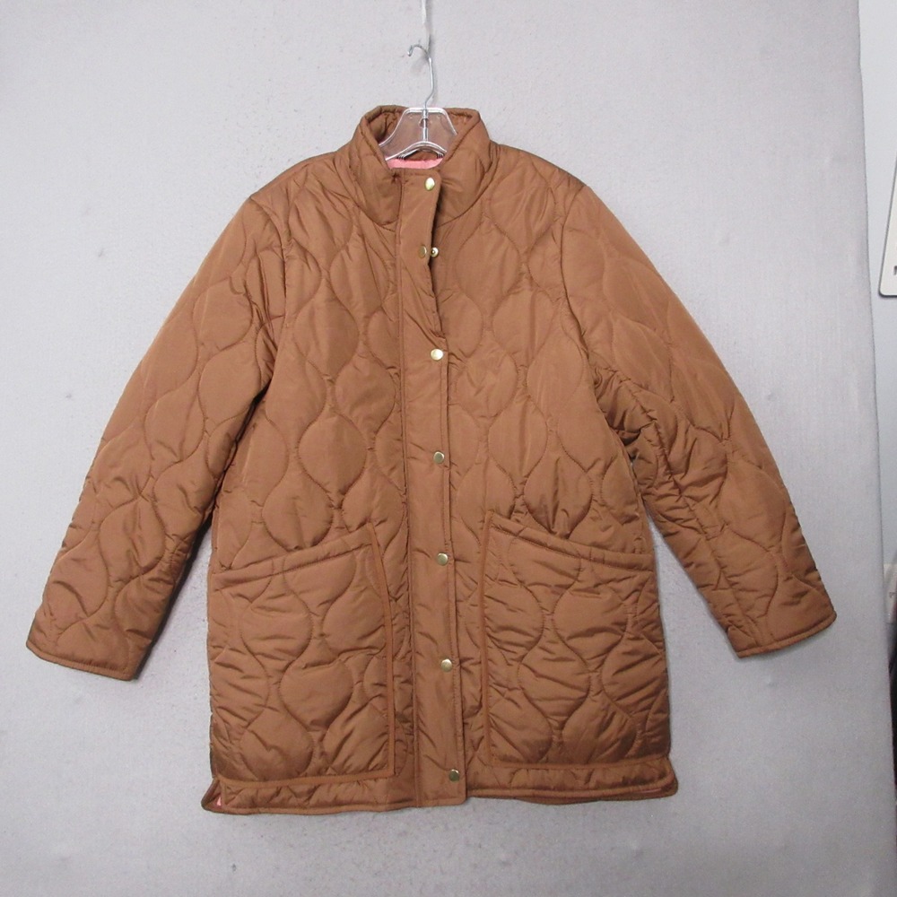 J Crew Puffer Signature Quilted Cocoon Jacket Brown Primaloft Lightweight Preppy
